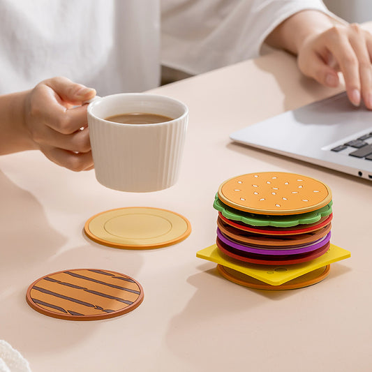 Burger Coaster Set Coffee Cup Insulation Pad 8 Piece Set
