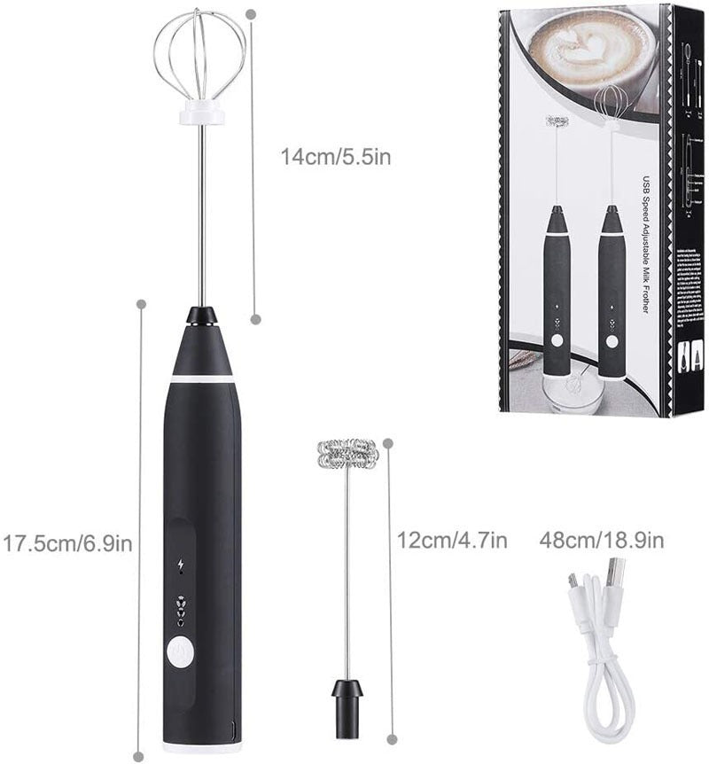 3-Piece Electric Milk Frother And Whisk Set