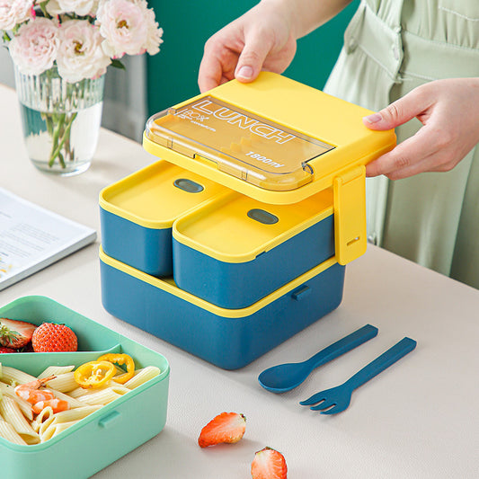 Sealed microwaveable double layer lunch box