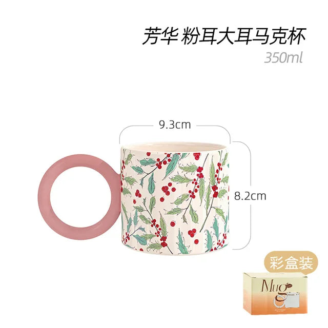 British Style Ceramic Mug Cute Coffee Cups Personality Gift Household Color Painting Kawaii Girls Breakfast Oat Milk Mugs