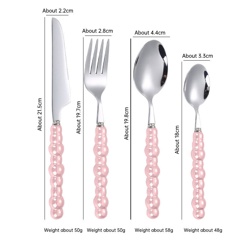 304 stainless steel knife and fork spoon creative pearl ceramic handle tableware western steak knife and fork dessert spoon