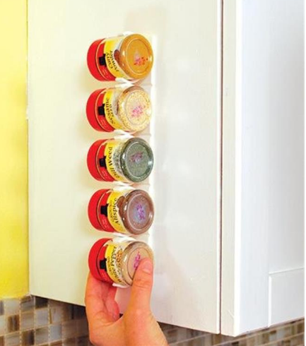 4PCS/ Clip N Store Home Kitchen Organizer Stick Spice Rack Storage Gripper Holder Kitchen Gadgets Cooking tools