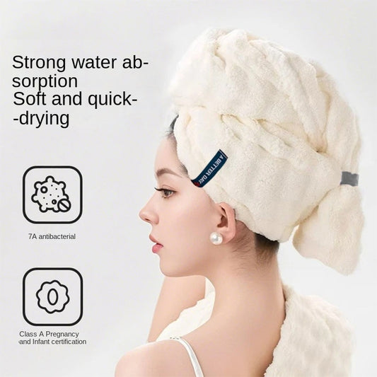 French Style Dry Hair Cap for Adults, Extra Large and Thick, Strong Water Absorption, Quick Drying Hair Care, One-Piece Head Wrap Dry Hair Towel