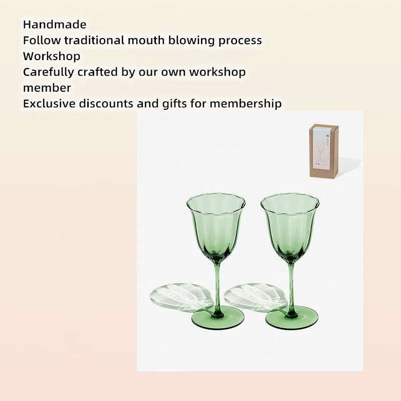 Vintage Green Red Wine Cup Glass Goblet Champagne Cup Cocktail Martini Glass Home Drinking Utensils Crystal Cup