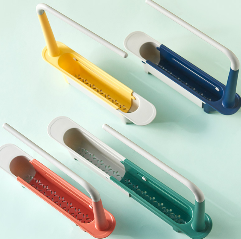 Water Rack Kitchen Retractable Drain Rack Filter Sink Vegetable Drain Basket Household Dishwashing Cloth Storage Rack
