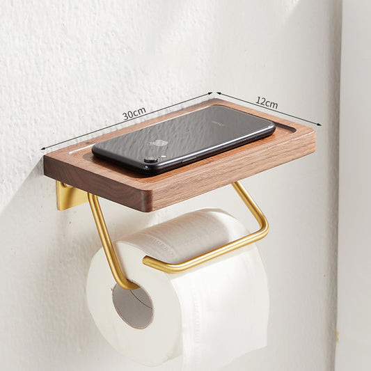 Toilet Paper Towel Holder Wall Mounted Black Walnut Toilet Roll Holder