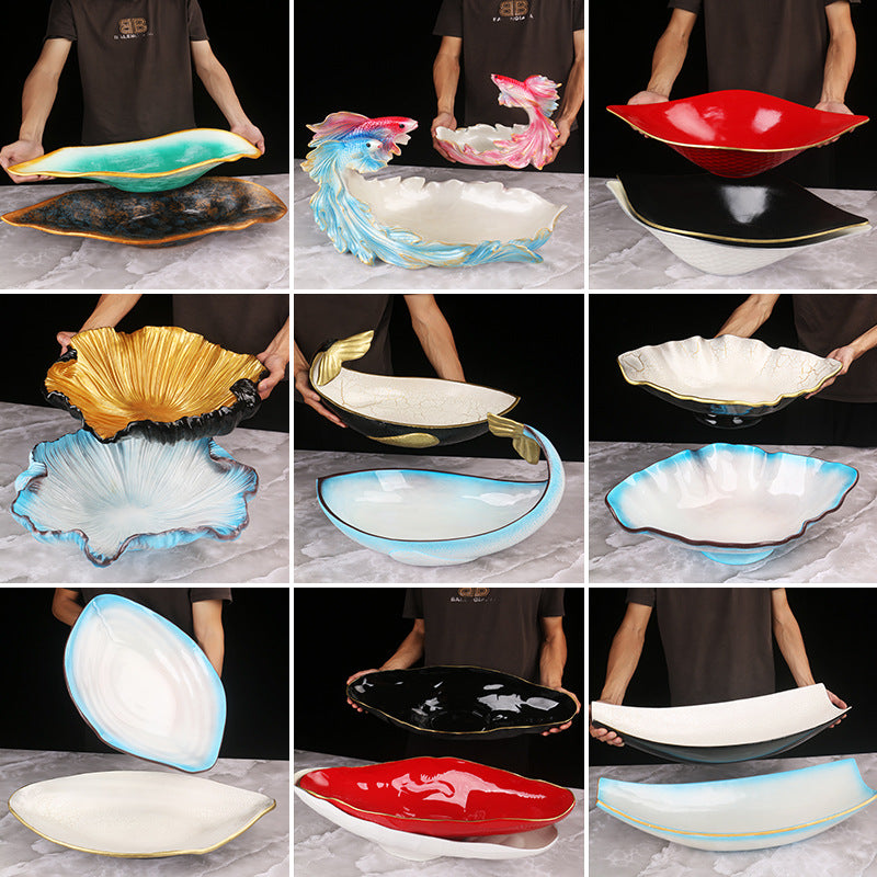 High end salmon sashimi plate, ice plate, creative seafood posture, tableware, deep-sea fish carving, Seafood hot-pot, special for daily ingredients