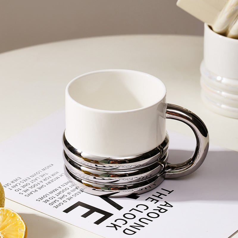 Mug Ins Style Electroplating Cup Creativity Household Ceramic Coffee Cup Office High-Value Companion Gift Cup