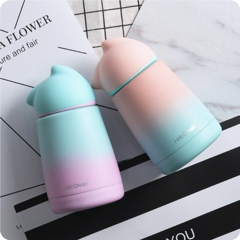 Cute Cat Water Bottle Girl Woman Lovers Hot Stainless Steel Water Bottle Coffee Milk Cute Water Bottle Girl Drinkware
