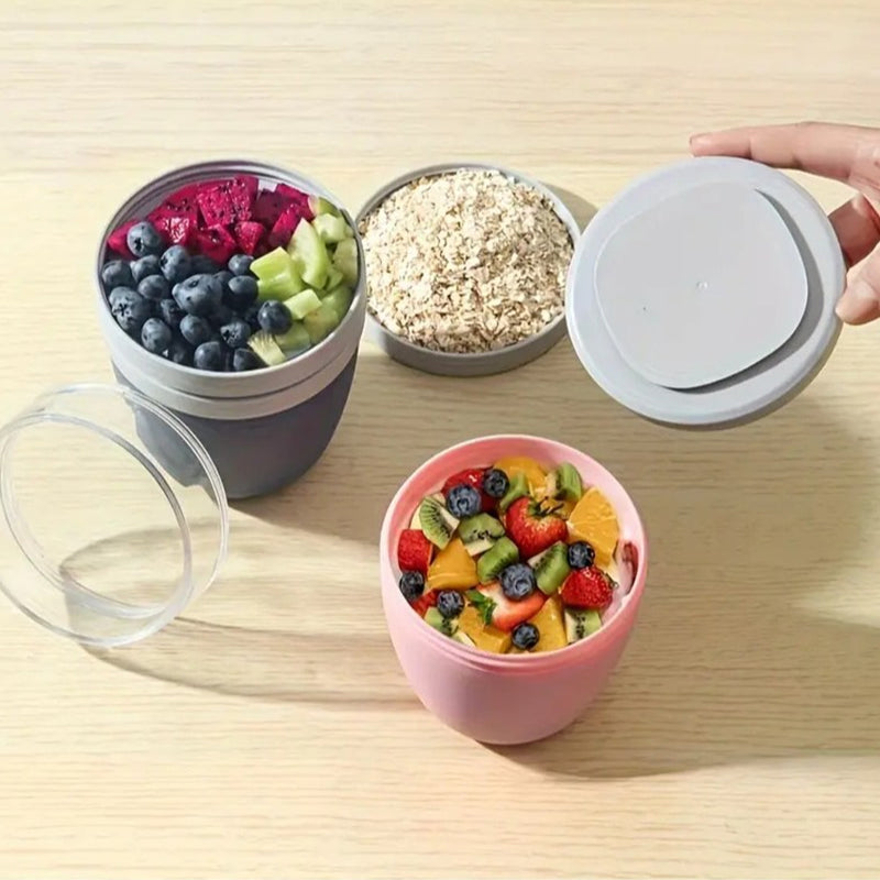 Portable Yogurt Cereal Cups with Lids. Ideal for Overnight Oats, DIY Salads & Parfaits. Great for Breakfast or Lunch