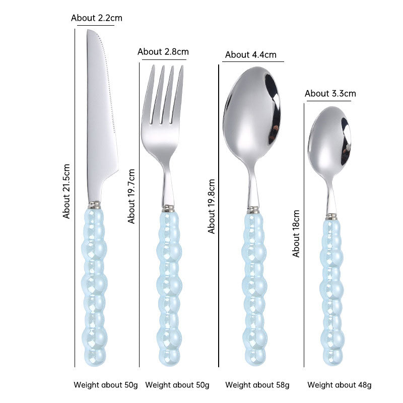 304 stainless steel knife and fork spoon creative pearl ceramic handle tableware western steak knife and fork dessert spoon
