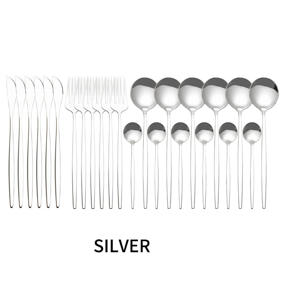 Stainless Steel Tableware 24 Sets Of Forks And Spoons Western Food Portuguese Knife, Fork And Spoon Set Golden Spoon And Fork