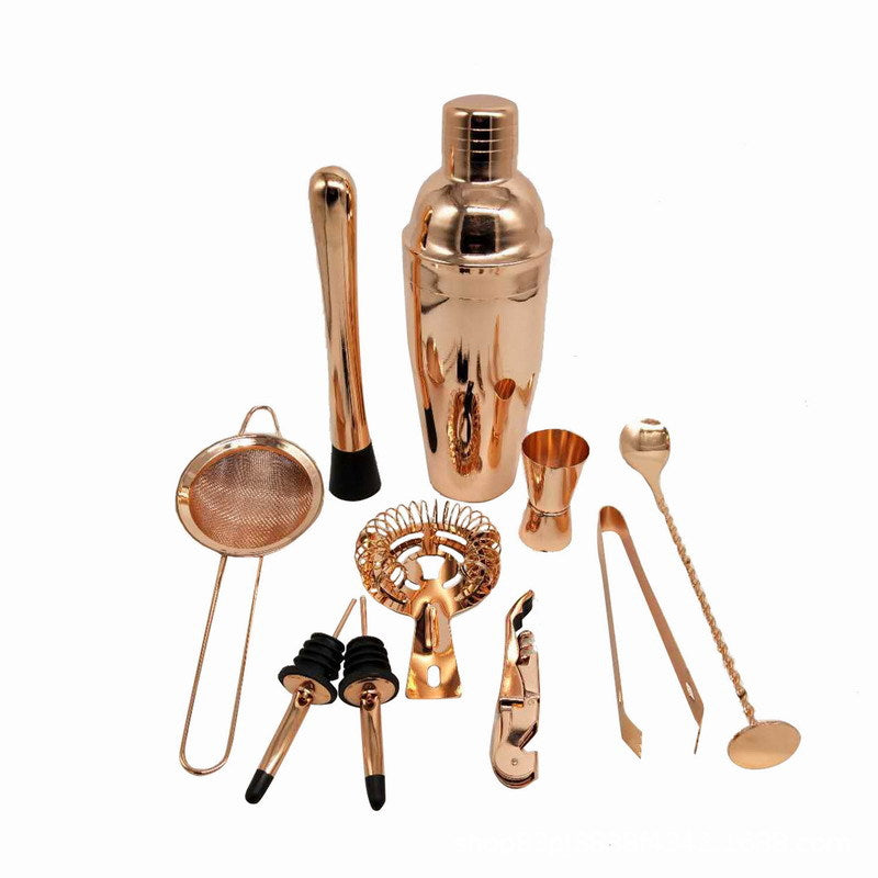 Cocktail Set Stainless Steel Cocktail Set Wooden Frame 11-piece Wine Set Full Set Of Cocktail Shakers