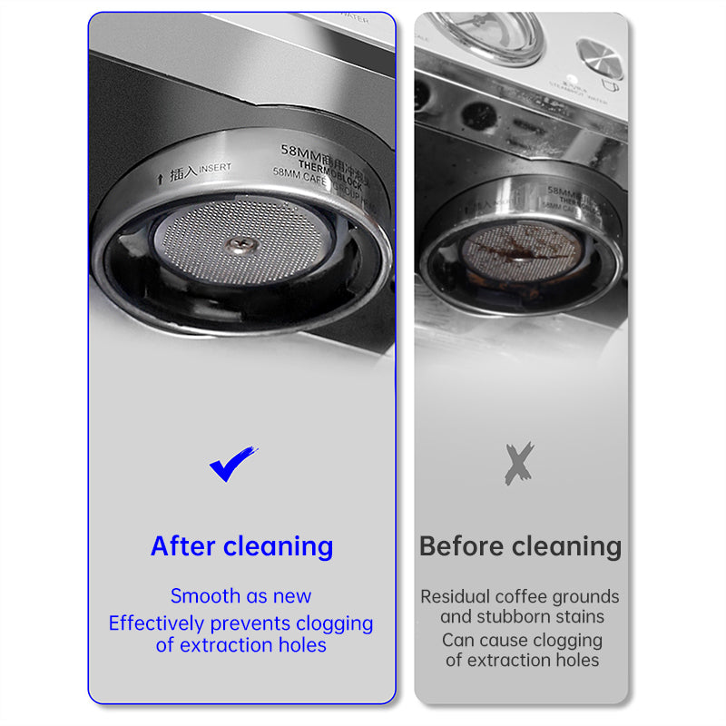 Barista tool: long - handle cleaning brush for coffee machine steam, with replaceable head to remove brew head dirt