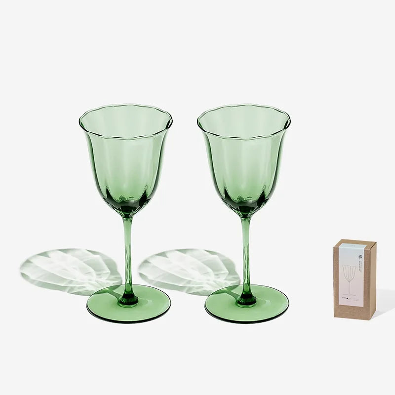 Vintage Green Red Wine Cup Glass Goblet Champagne Cup Cocktail Martini Glass Home Drinking Utensils Crystal Cup