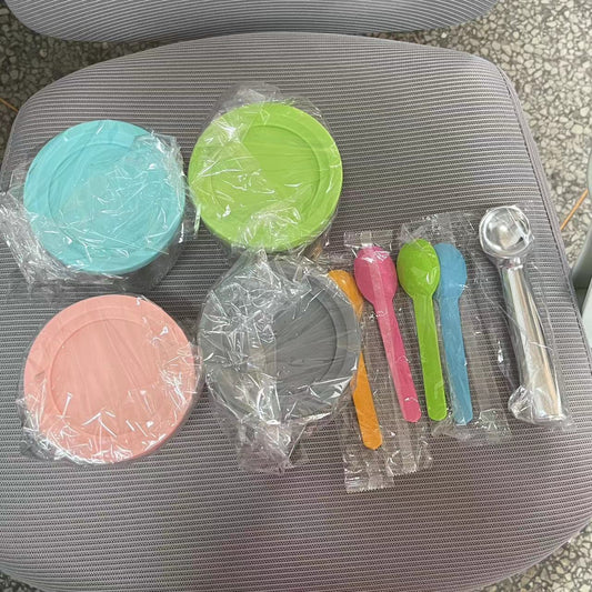 4-Pack Replacement Containers & Lids for Nin-ja Creami Deluxe Pints, 16oz, Compatible with NC299AMZ & NC300s, Original Grey