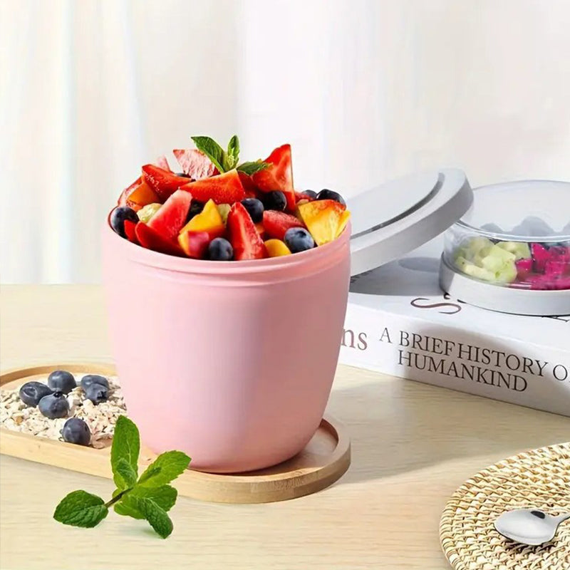 Portable Yogurt Cereal Cups with Lids. Ideal for Overnight Oats, DIY Salads & Parfaits. Great for Breakfast or Lunch