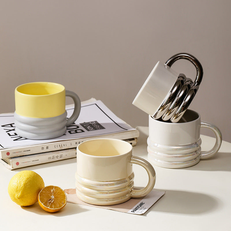 Mug Ins Style Electroplating Cup Creativity Household Ceramic Coffee Cup Office High-Value Companion Gift Cup