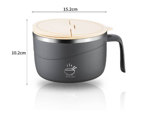 Portable lid insulation 304 stainless steel instant noodle bowl Japanese style sealed lunch box