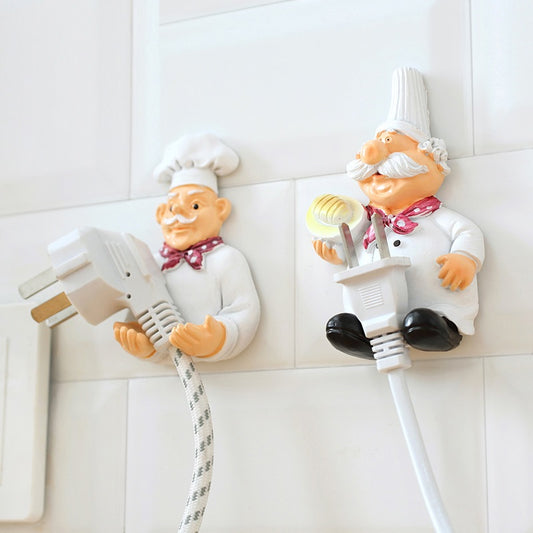 2pcs/lot Cute Self Adhesive Wall Plug Holder Self Adhesive Plug Hook Kitchen Plug Hanger KCBII011303X2