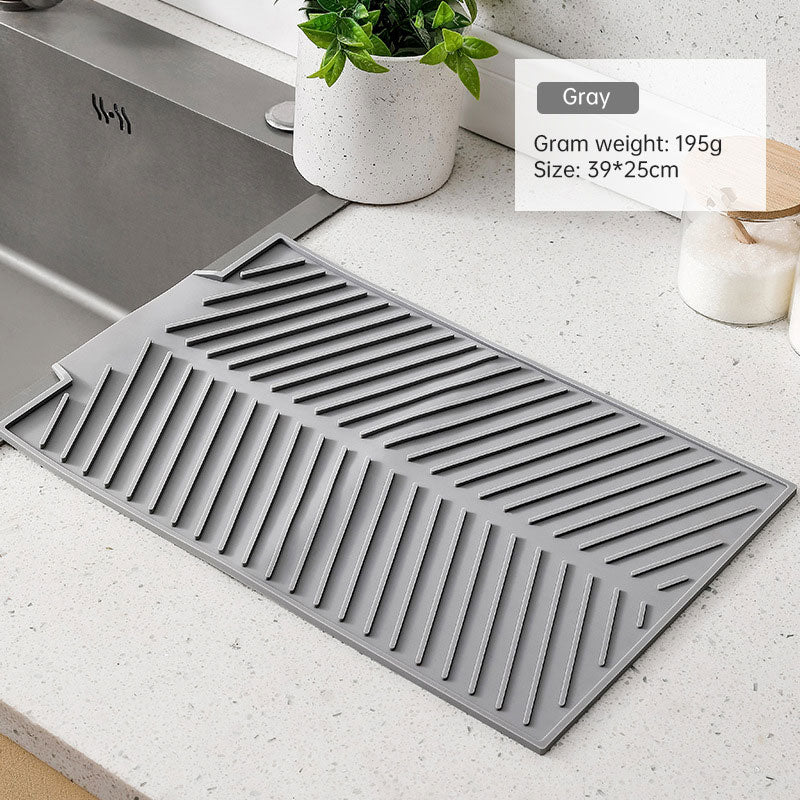 Dishes drain pad insulation pad can be cut kitchen wash countertop drain dishes sink stove water control silicone mat