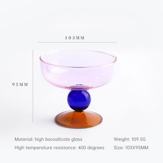 Household heat-resistant cute stained glass bowl tall dessert bowl sugar bowl household taro round ice cream bowl yogurt bowl