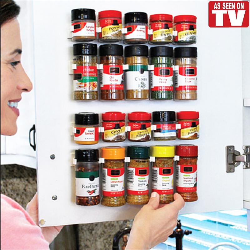 4PCS/ Clip N Store Home Kitchen Organizer Stick Spice Rack Storage Gripper Holder Kitchen Gadgets Cooking tools