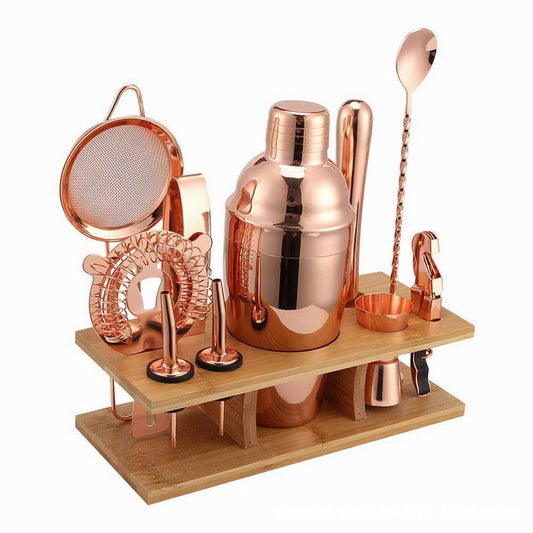 Cocktail Set Stainless Steel Cocktail Set Wooden Frame 11-piece Wine Set Full Set Of Cocktail Shakers