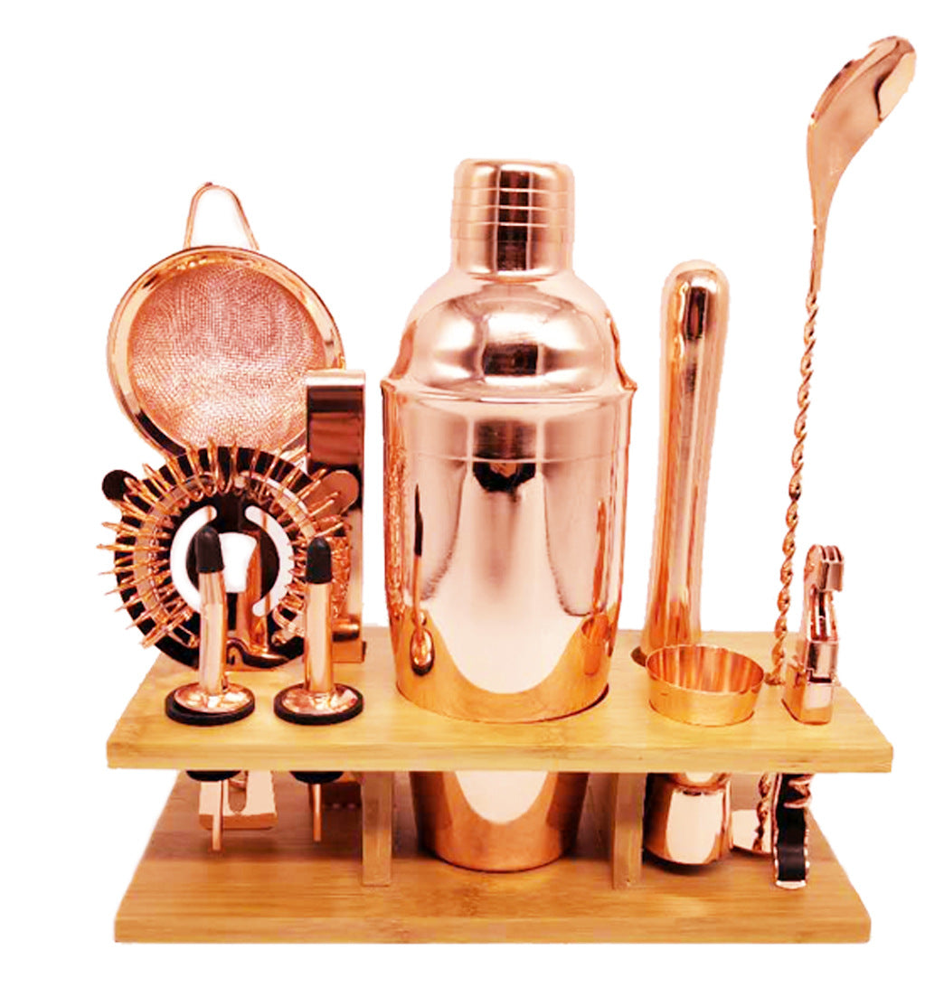 Cocktail Set Stainless Steel Cocktail Set Wooden Frame 11-piece Wine Set Full Set Of Cocktail Shakers