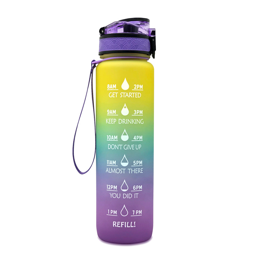 1L Plastic Water Bottle Tritan Frosted Gradient Bouncing Water Bottle Sports Water Bottle Space Cup Travel Mug