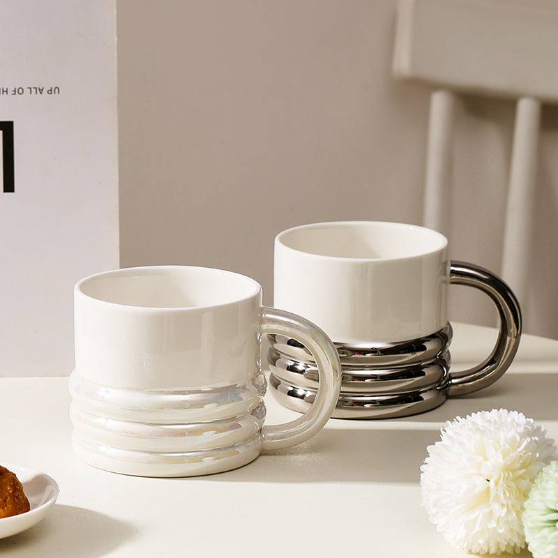 Mug Ins Style Electroplating Cup Creativity Household Ceramic Coffee Cup Office High-Value Companion Gift Cup