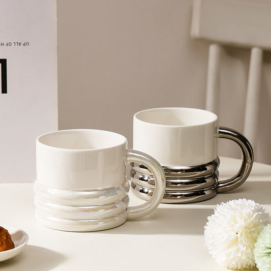 Mug Ins Style Electroplating Cup Creativity Household Ceramic Coffee Cup Office High-Value Companion Gift Cup