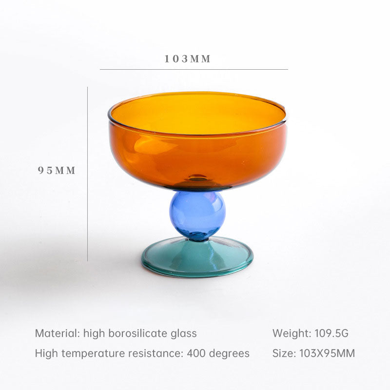 Household heat-resistant cute stained glass bowl tall dessert bowl sugar bowl household taro round ice cream bowl yogurt bowl