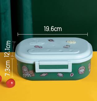 Cartoon cute portable square single layer lunch box with handle lunch box