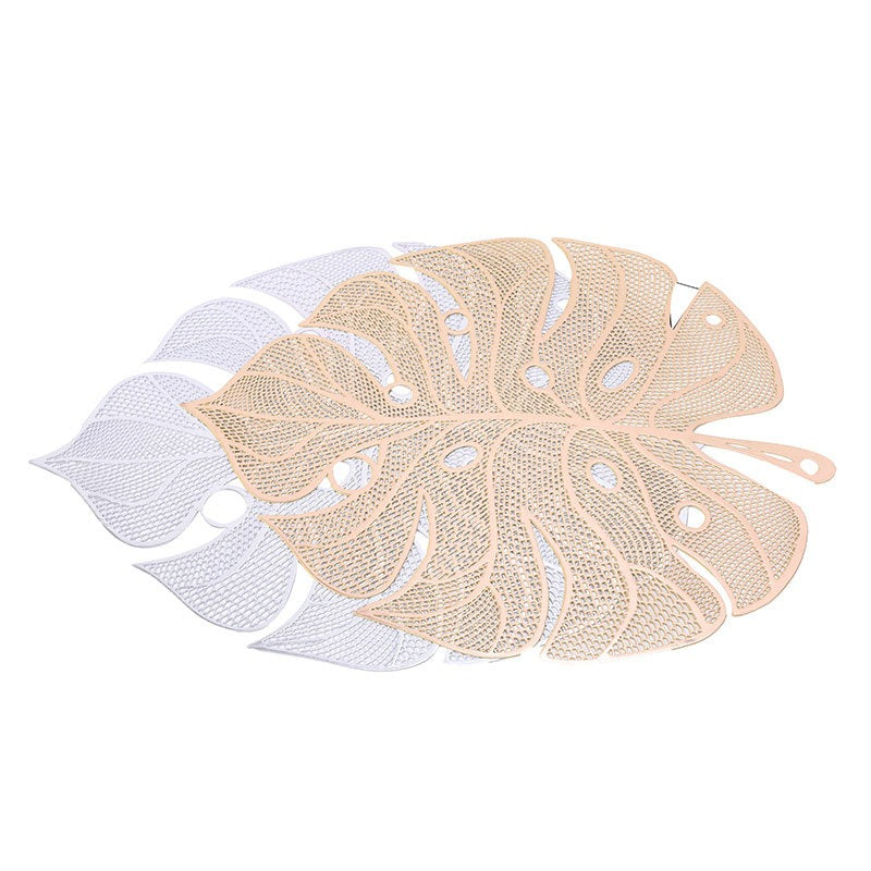Stamped and hollowed out modern minimalist dining mat, leaf shaped minimalist dining mat, bowl mat