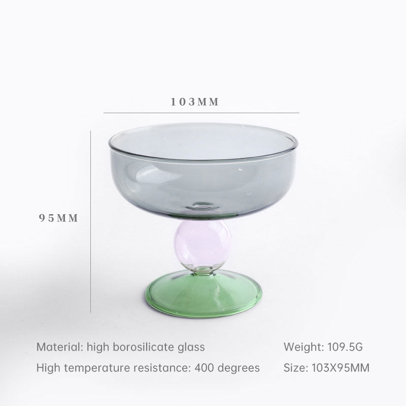 Household heat-resistant cute stained glass bowl tall dessert bowl sugar bowl household taro round ice cream bowl yogurt bowl