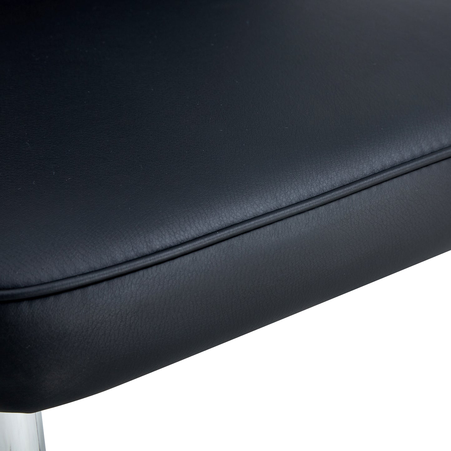 Modern minimalist dining chairs black PU leather curved backrest and cushion black metal semi matte chair legs