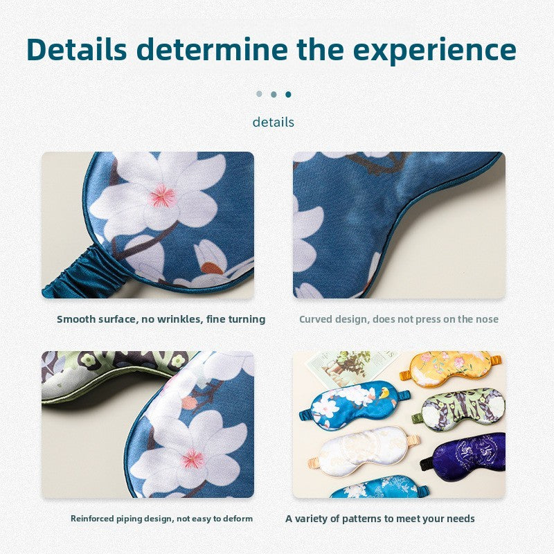 Double-Sided Imitation Silk Eye Mask Satin Silk Eye Protection Blackout Sleep Mulberry Silk Eye Mask Printed Spot Wholesale