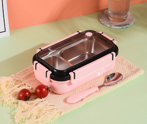 Simple and stylish portable stainless steel heat preservation and anti-scalding partition lunch box