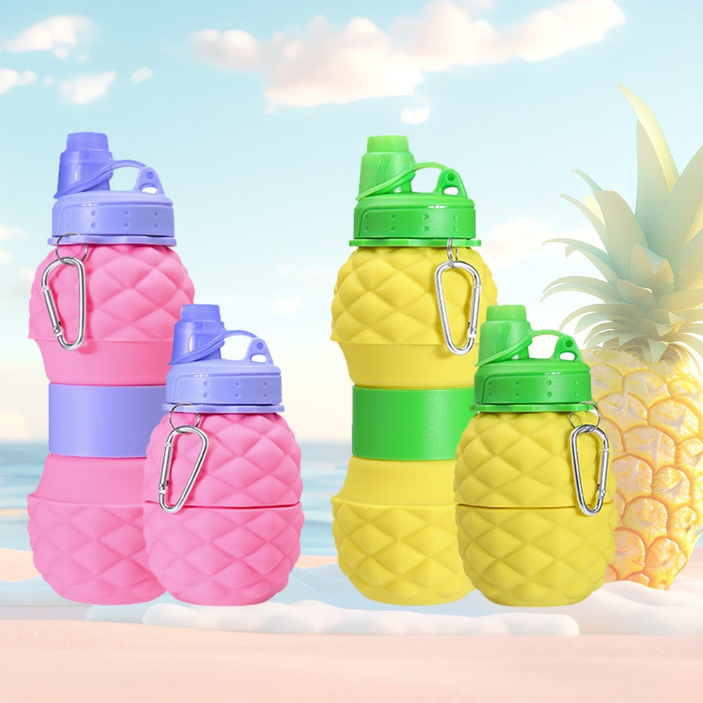 Fruit Folding Water Bottle Silicone Pineapple Strawberry Water Cup Creative Outdoor Scalable Sports Water Bottle