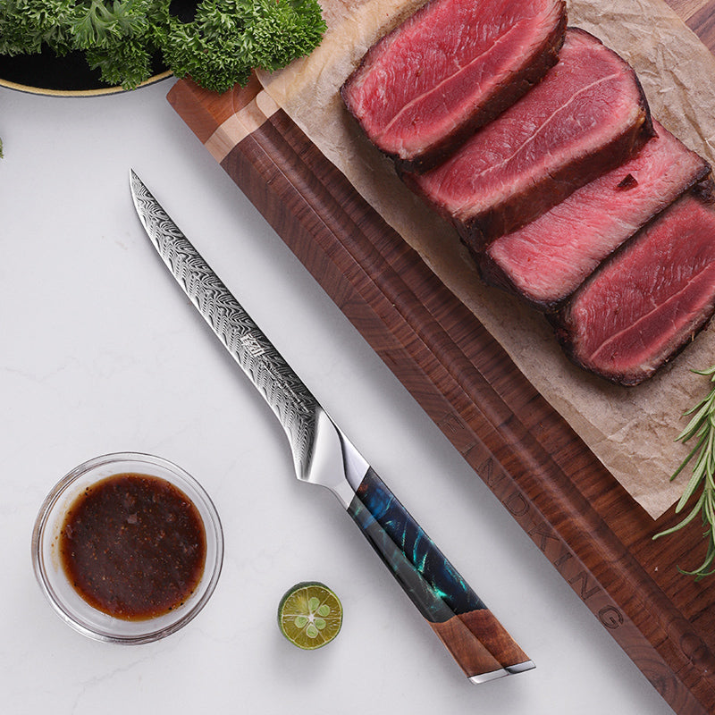 Fengjin Yaoying Series Boning Knife Damascus Resin Handle Dividing Knife Kitchen Meat Cutting Multi-Purpose