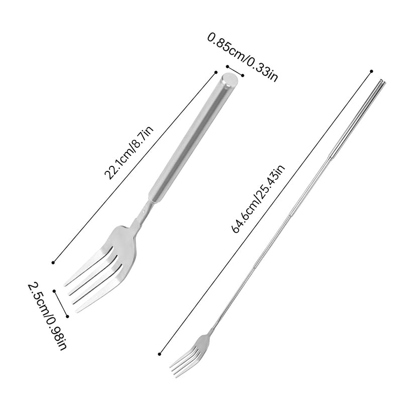 Stainless Steel Telescopic Long-Handle Fork for Barbecue, Dinner, Fruits and Desserts