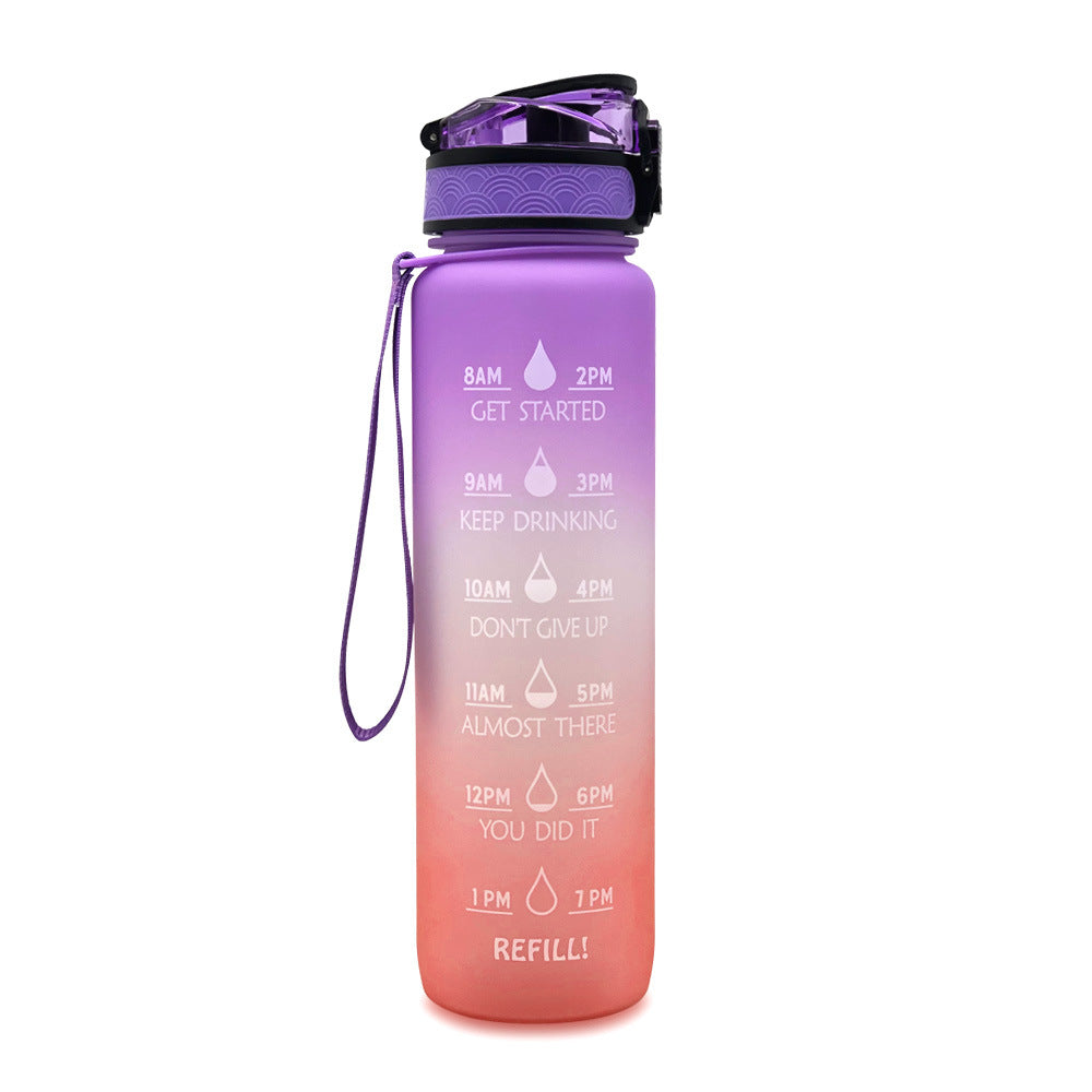 1L Plastic Water Bottle Tritan Frosted Gradient Bouncing Water Bottle Sports Water Bottle Space Cup Travel Mug