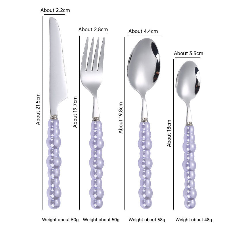 304 stainless steel knife and fork spoon creative pearl ceramic handle tableware western steak knife and fork dessert spoon