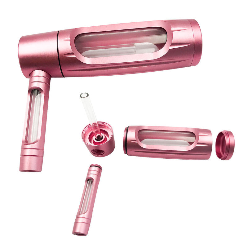 Portable metal smoking pipe with 155mm glass bowls, for dry tobacco & herb, hookah shisha pipe accessories.