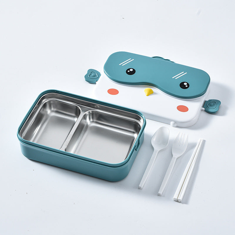 Cartoon cute microwaveable stainless steel lunch box with compartments for insulation and portable lunch box