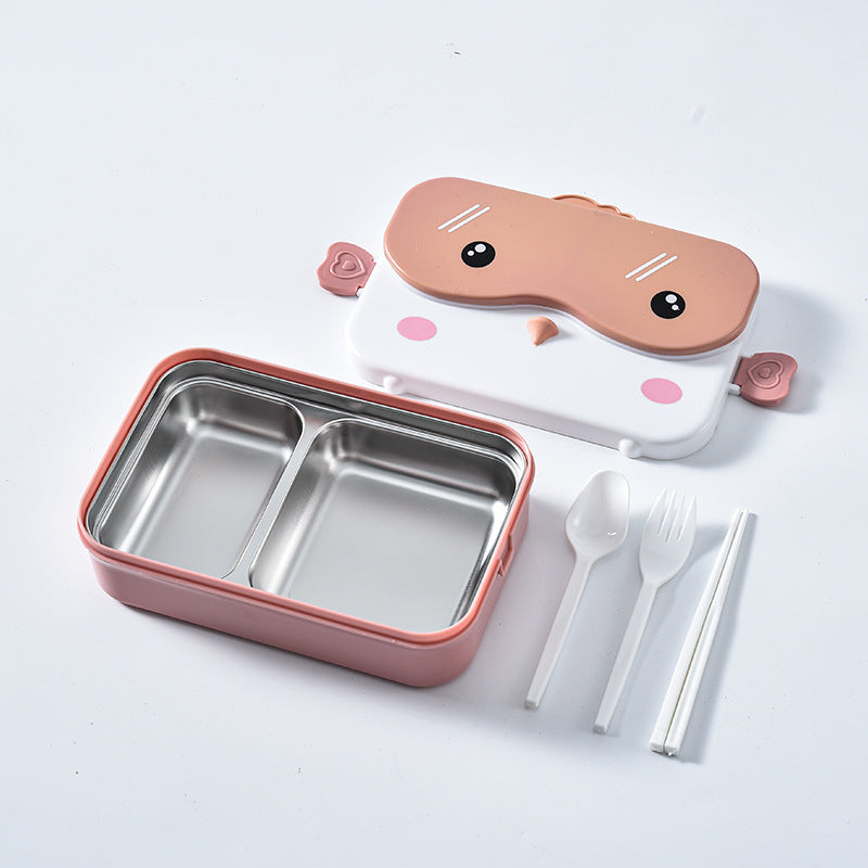 Cartoon cute microwaveable stainless steel lunch box with compartments for insulation and portable lunch box