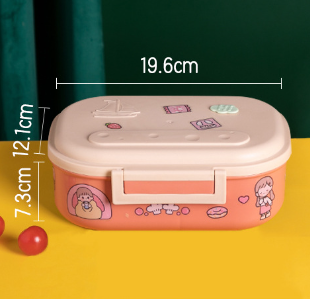 Cartoon cute portable square single layer lunch box with handle lunch box