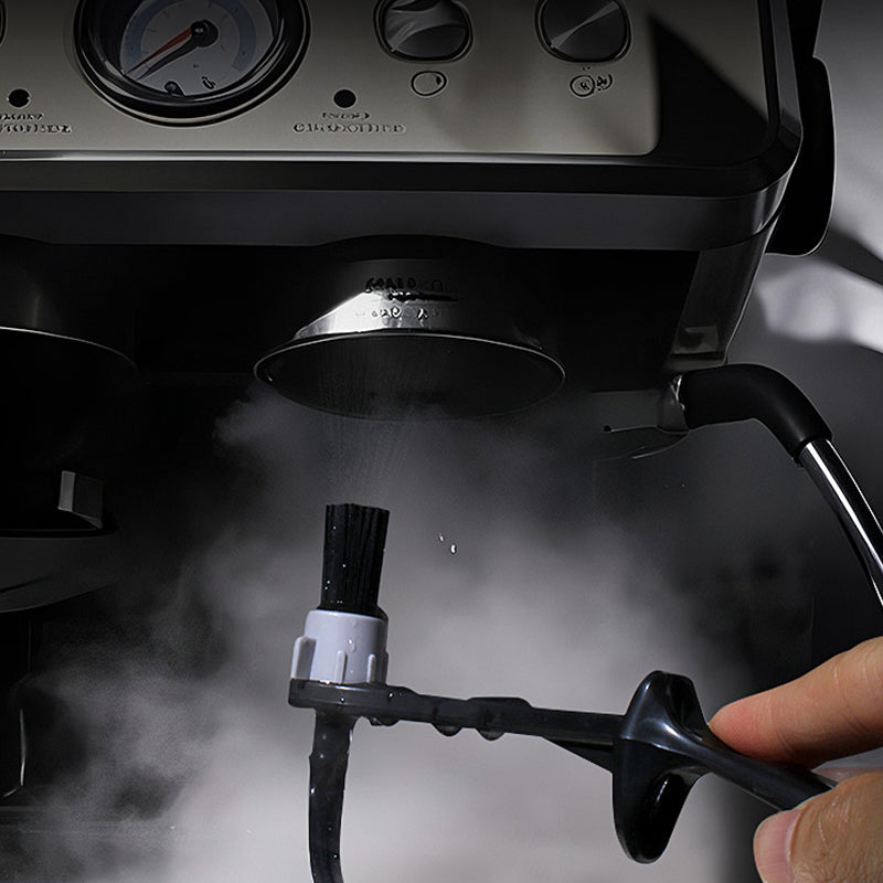 Barista tool: long - handle cleaning brush for coffee machine steam, with replaceable head to remove brew head dirt