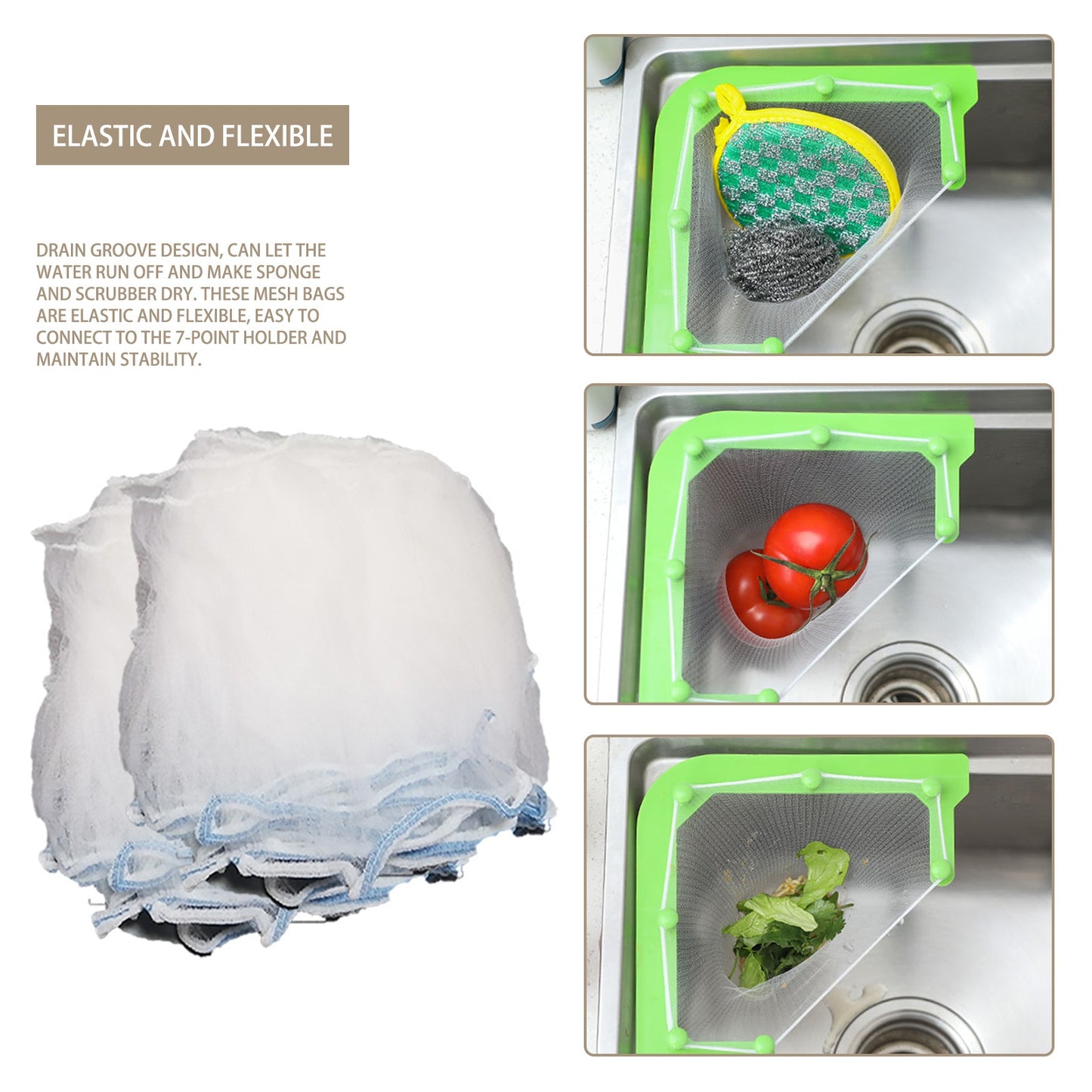 Kitchen Triangular Sink Strainer Drain Vegetable Fruit Drainer Basket Suction Cup Rack For Kitchen Storage Sink Filter Shelf